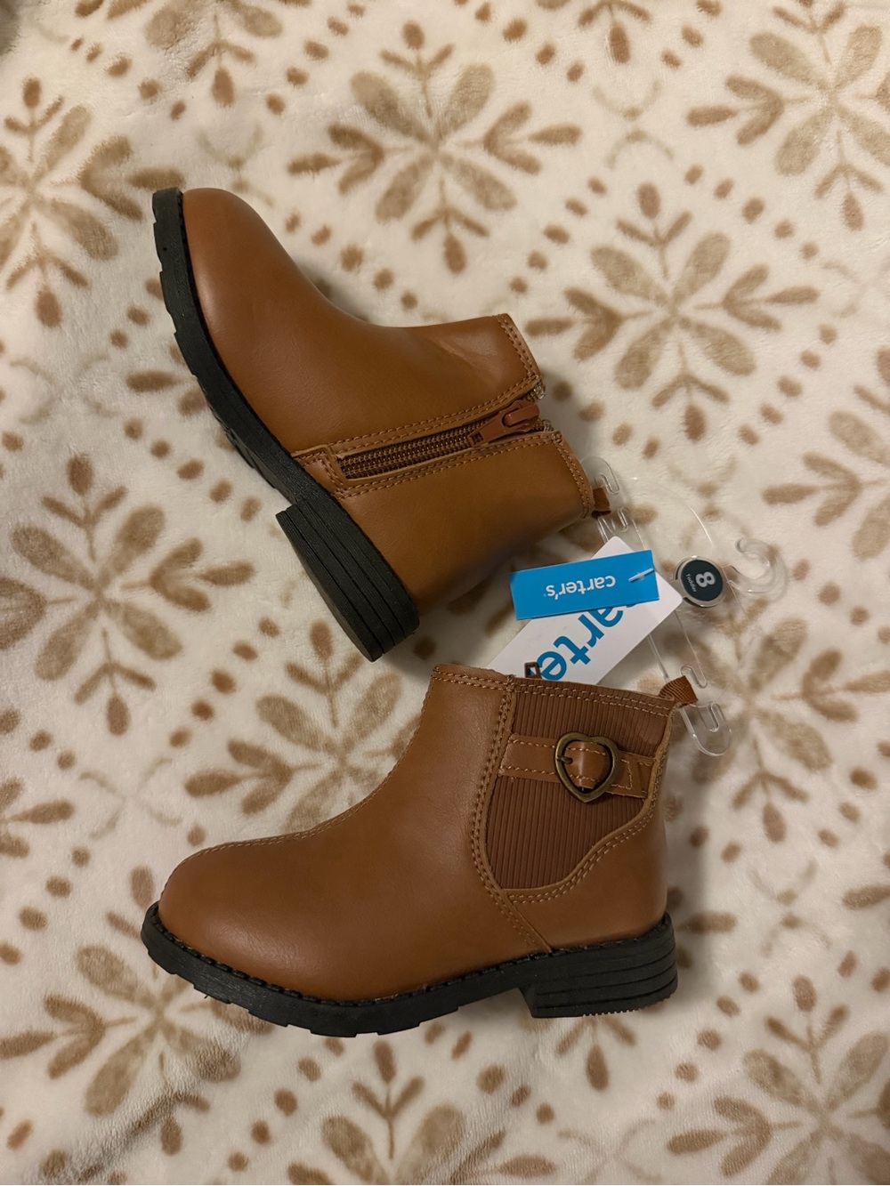 Carter's Toddler Brown Girls Ankle Boots with Heart Buckle